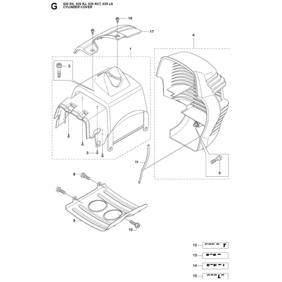 Cylinder Cover Assembly For Husqvarna 535RJ Brushcutters