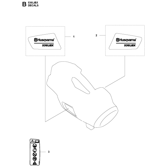 Decals Assembly for Husqvarna 536LIBX Leaf Blower