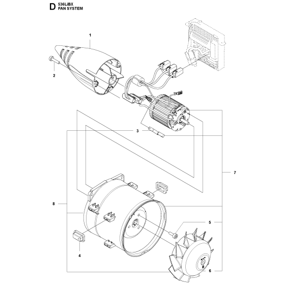 Fan Assembly for Husqvarna 536LIBX Leaf Blower