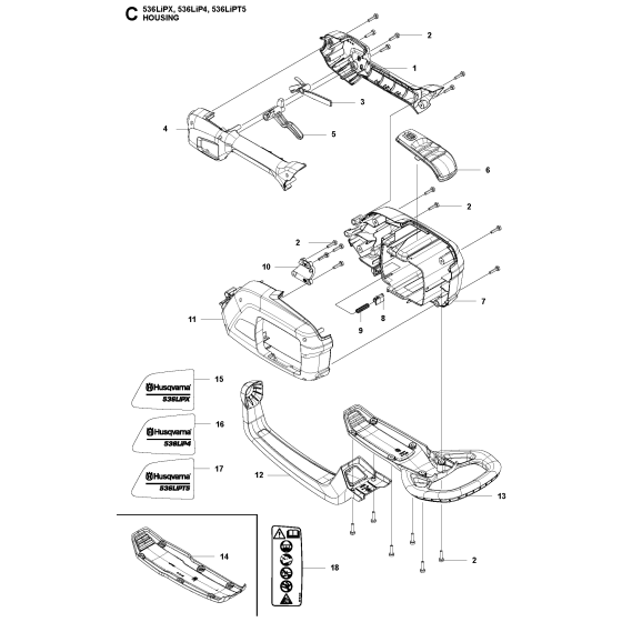 Housing Assembly for Husqvarna 536LIP4 Pole Pruners