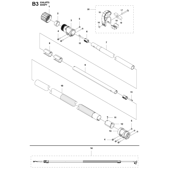 Shaft Assembly for Husqvarna 536LIPT5 Pole Pruners