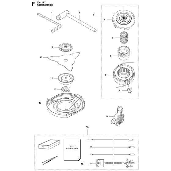 Accessories Assembly For Husqvarna 536LiRx Brushcutters