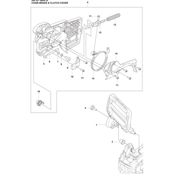 Chain Brake, Clutch Cover Assembly for Husqvarna 540XP Mark III Chainsaw