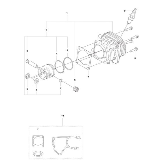 Cylinder, Piston Assembly for Husqvarna 540XP Mark III Chainsaw