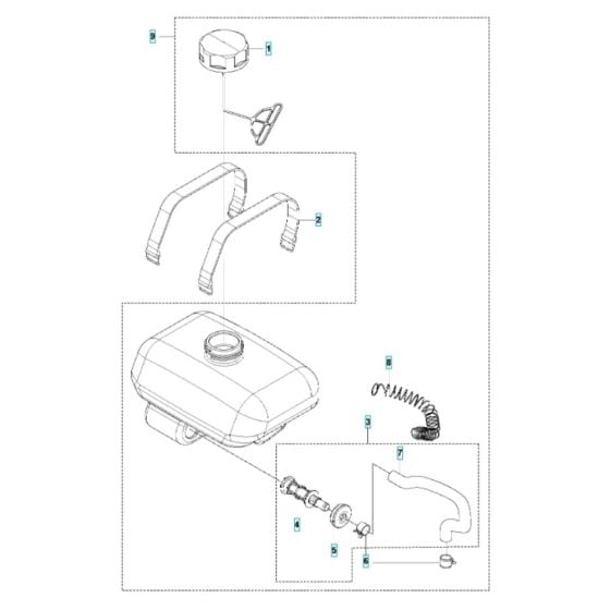 Fuel Tank Assembly for Husqvarna 541RB Brushcutter