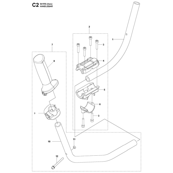 Handle Assembly For Husqvarna 541RS Brushcutters