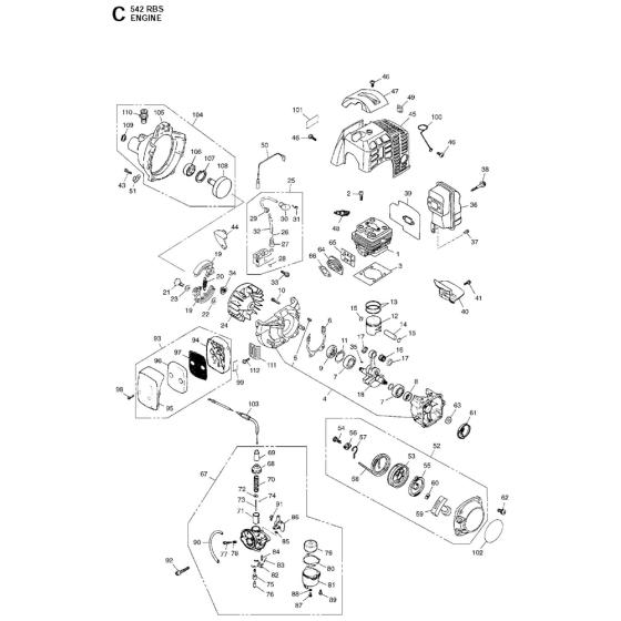 Engine Assembly For Husqvarna 542RBS Brushcutters