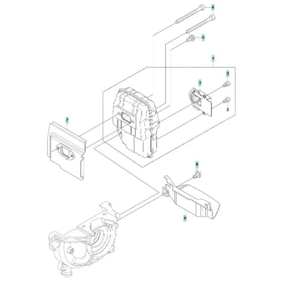 Muffler Assembly for Husqvarna 543RB Brushcutter