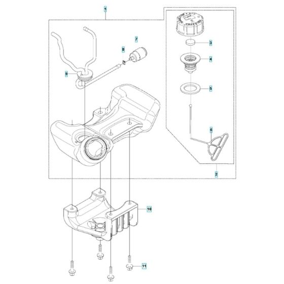 Fuel Tank Assembly for Husqvarna 543RB Brushcutter