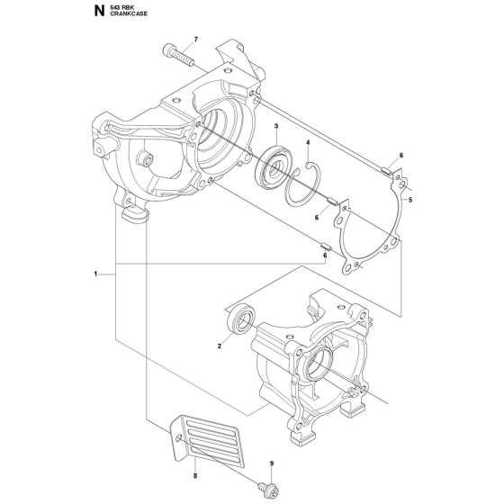 Crankcase Assembly For Husqvarna 543RBK Brushcutters