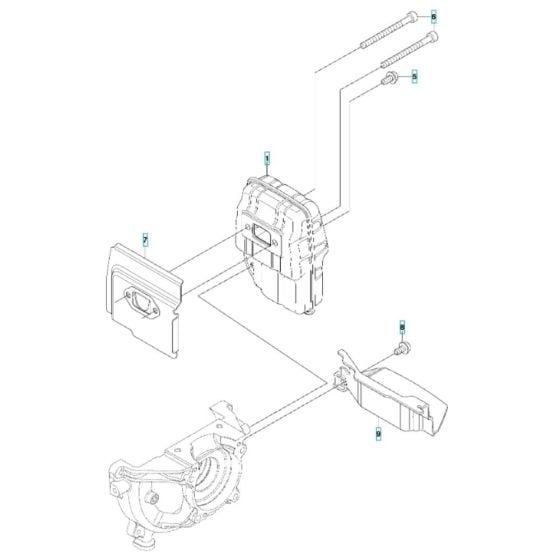 Muffler Assembly for Husqvarna 543RBS Brushcutter