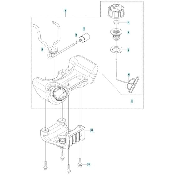 Fuel Tank Assembly for Husqvarna 543RBS Brushcutter