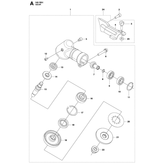 Gears Assembly For Husqvarna 543RBX Brushcutters