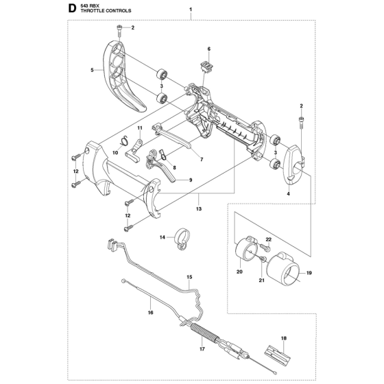 Throttle Controls Assembly For Husqvarna 543RBX Brushcutters