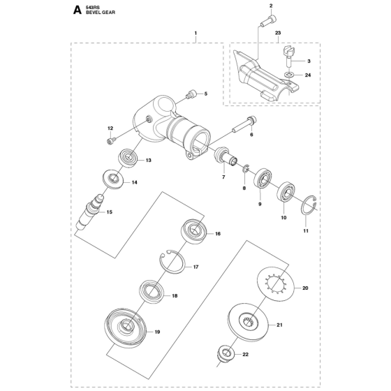 Bevel Gear Assembly For Husqvarna 543RS Brushcutters