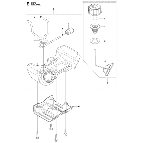 Fuel Tank Assembly For Husqvarna 543RS Brushcutters