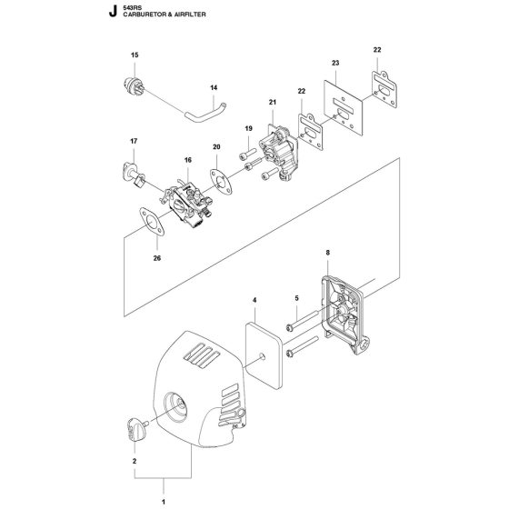 Carburetor & Air Filter Assembly For Husqvarna 543RS Brushcutters