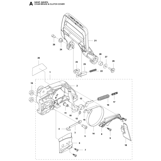 Chain Brake & Clutch Cover Assembly For Husqvarna 543XP Chainsaw 