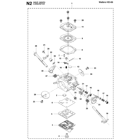 Carburetor Details-1 Assembly For Husqvarna 543XP Chainsaw 