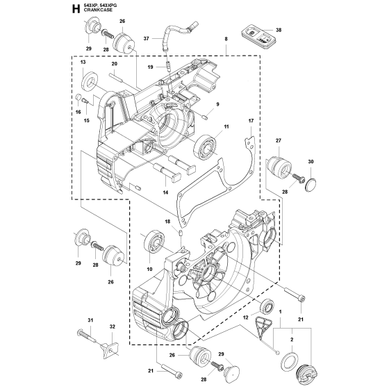 Crankcase Assembly For Husqvarna 543XPG Chainsaw 