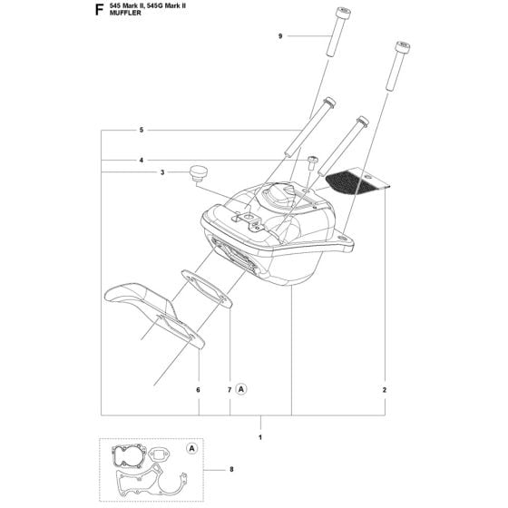 Muffler Assembly for Husqvarna 545 Mark II Chainsaw