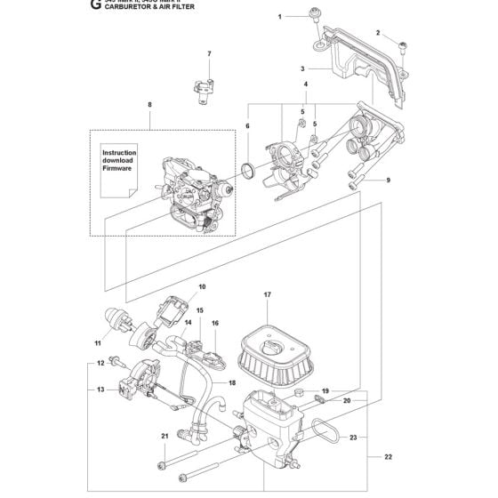 Carburettor, Air Filter Assembly for Husqvarna 545 Mark II Chainsaw