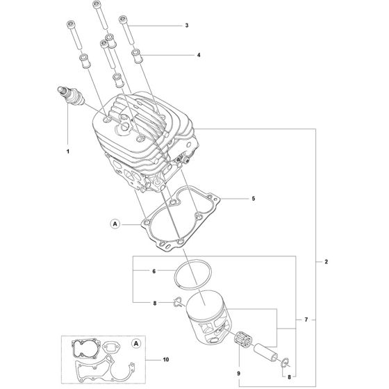 Cylinder, Piston Assembly for Husqvarna 545 Mark II Chainsaw