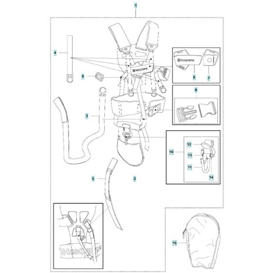 Harness Assembly for Husqvarna 545F Brushcutter