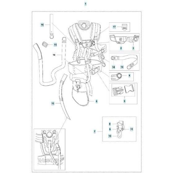Harness Assembly -1 for Husqvarna 545F Brushcutter