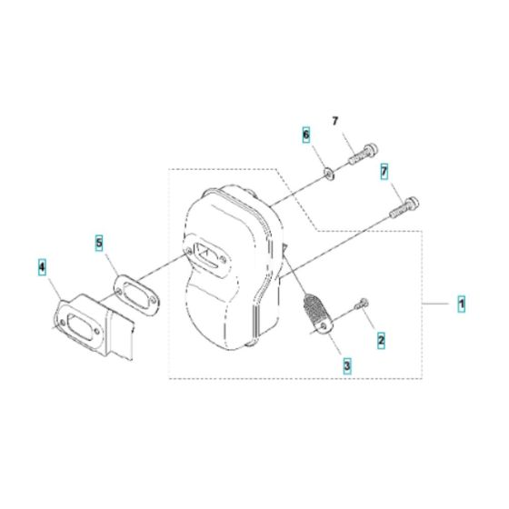 Muffler Assembly for Husqvarna 545F Brushcutter