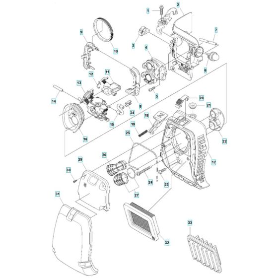 Air Filter Assembly for Husqvarna 545F Brushcutter