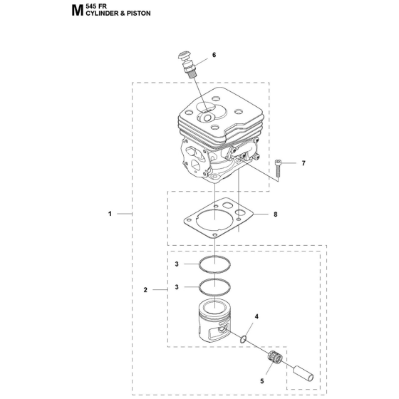 Cylinder Piston Assembly For Husqvarna 545FR Brushcutters