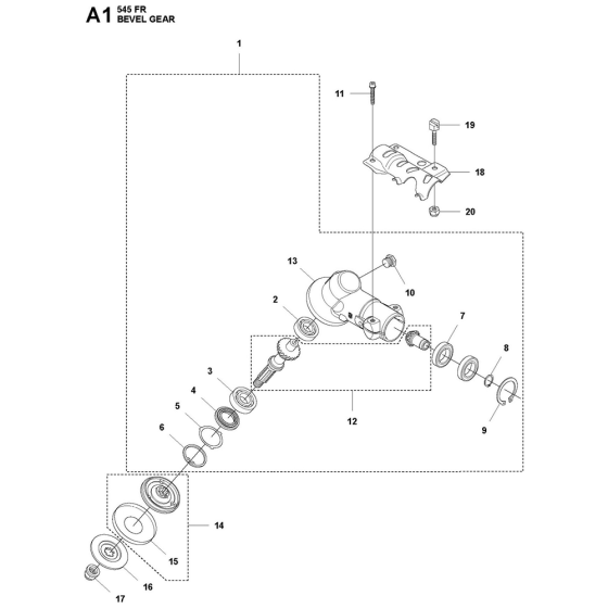 Bevel Gear Assembly For Husqvarna 545FR Brushcutters