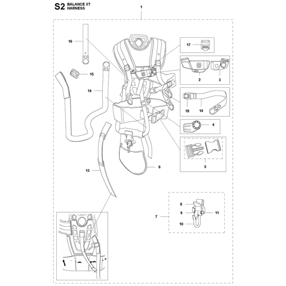 Harness-2 Assembly For Husqvarna 545FR Brushcutters