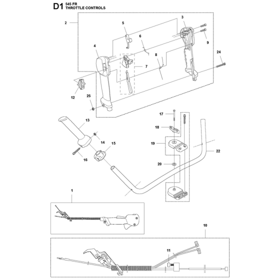 Throttle Controls Assembly For Husqvarna 545FR Brushcutters