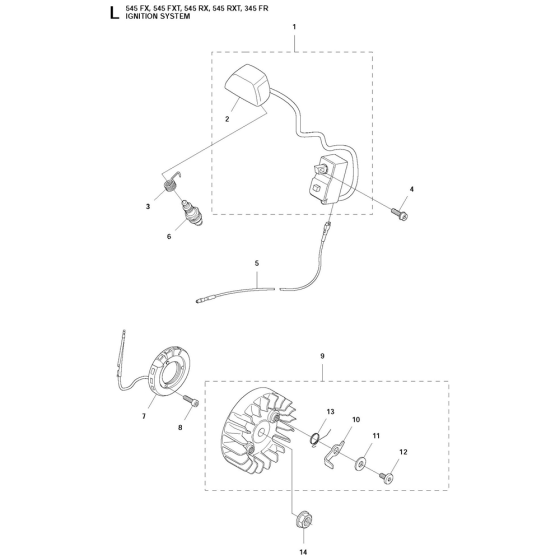 Ignition System Assembly For Husqvarna 545FX Brushcutters