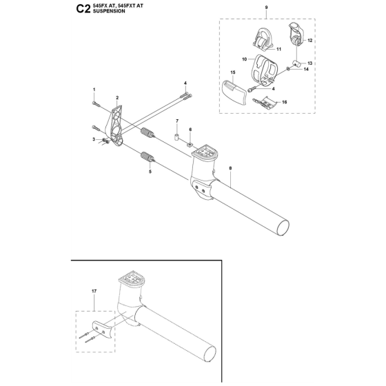 Suspension Assembly For Husqvarna 545FXAT Brushcutters