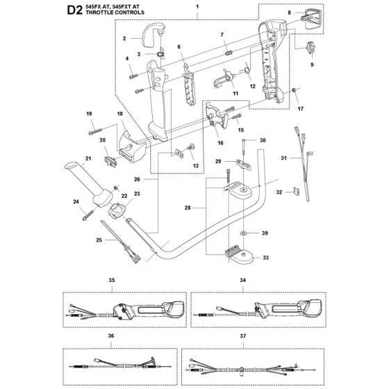 Throttle Controls Assembly For Husqvarna 545FXAT Brushcutters