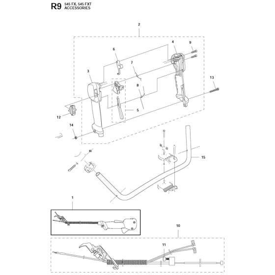 Throttle Controls, Canada Assembly For Husqvarna 545FXt Brushcutters