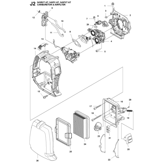 Carburetor & Air Filter Assembly For Husqvarna 545FXTAT Brushcutters