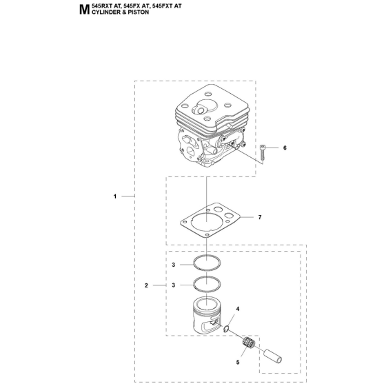 Cylinder Piston Assembly For Husqvarna 545FXTAT Brushcutters