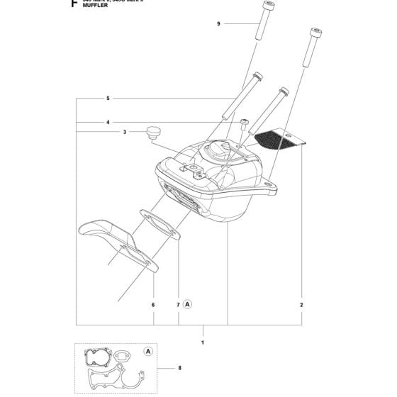 Muffler Assembly for Husqvarna 545G Mark II Chainsaw