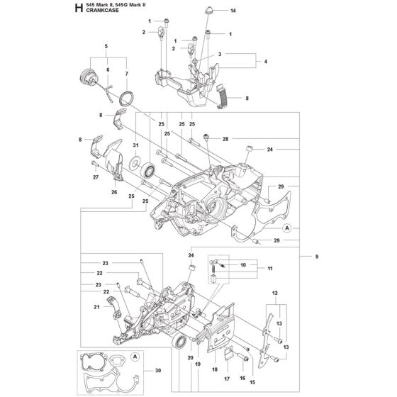 Crankcase Assembly for Husqvarna 545G Mark II Chainsaw