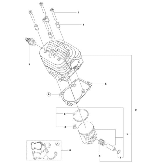 Cylinder, Piston Assembly for Husqvarna 545G Mark II Chainsaw