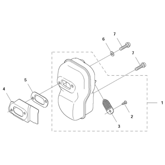 Muffler Assembly For Husqvarna 545FXt Brushcutters