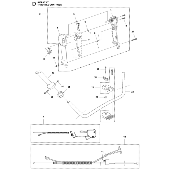 Throttle Controls Assembly For Husqvarna 545RXTAT Brushcutters