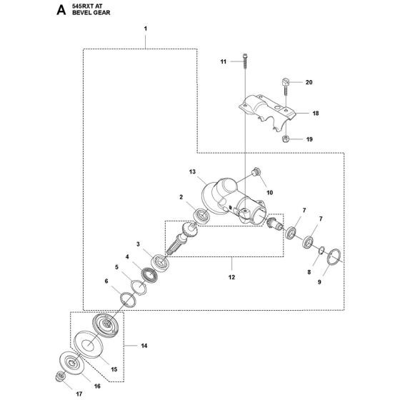 Bevel Gear Assembly For Husqvarna 545RXTAT Brushcutters