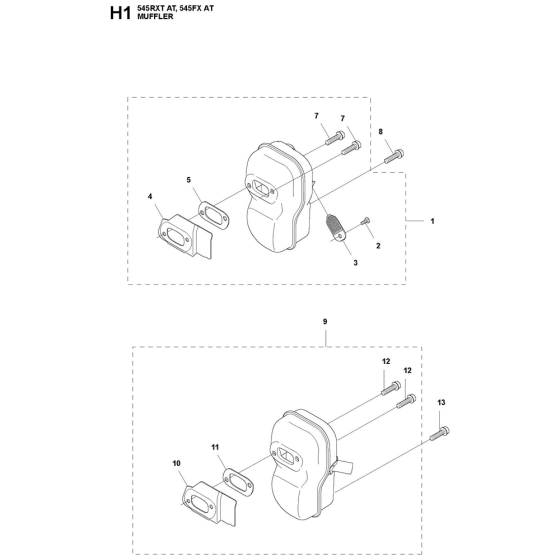 Muffler Assembly For Husqvarna 545RXTAT Brushcutters