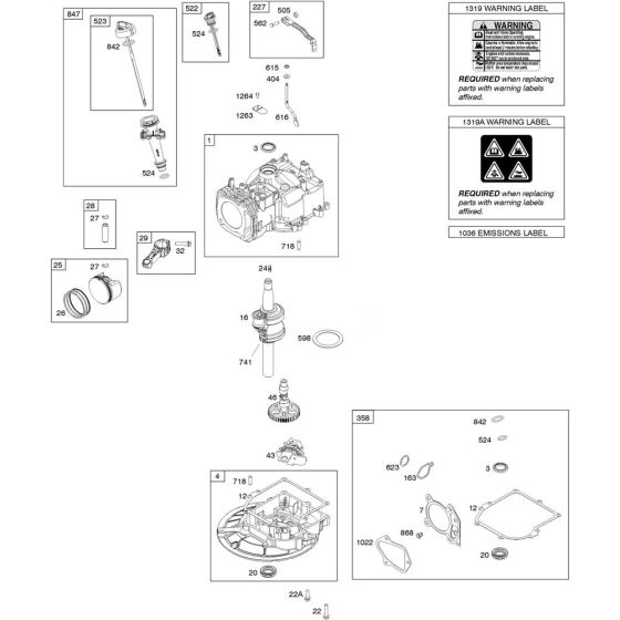 Camshaft, Crankshaft, Cylinder and Piston Assembly for Briggs and Stratton Model No. 9P702-0046-F1 Vertical Shaft Engine