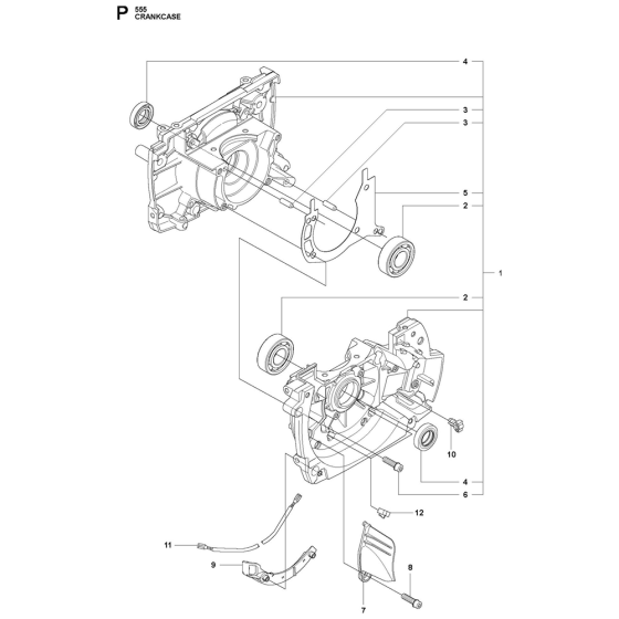 Crankcase Assembly For Husqvarna 555FXt Brushcutters